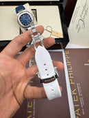 Patek Philippe Nautilus 39mm, Mostrador Branco, Pulseira Borracha