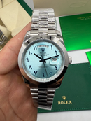 Rolex Day-Date Presidente 40mm Aço Mostrador Prata Árabe