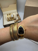Bvlgari Serpenti Tubogas 02 Volta 35mm Aço/Dourado Mostrador Preto - Cravejado