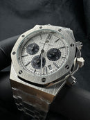 Audemars Piguet RoyalOak Panda 41mm Aço Mostrador Branco Bezel Aço Puls. Aço