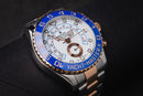 Rolex Yacht-Master II 44mm Aço/Rosé Mostrador Branco Luneta Azul