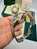 Rolex DateJust 41mm Wimbledon Aço/Dourado Mostrador Cinza Luneta Canelada