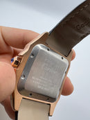 Cartier Santos 41mm/36mm - Aço/Rose - Mostrador Branco - Puls. Couro