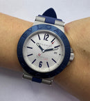 Bvlgari Alumium 40mm - Mostrador Cinza Aluminio Pulseira Borracha Azul