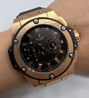 Hublot King Power 48mm - Rosè - Mostrador Preto - Puls. Borracha