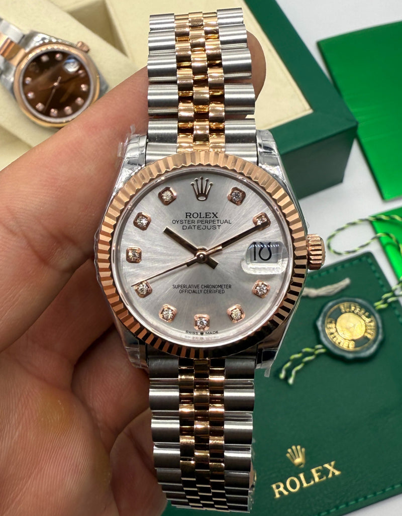 Rolex Datejust 36mm/31mm Aço/Ouro - Mostrador Prata - Puls. Jubilee - CLONE