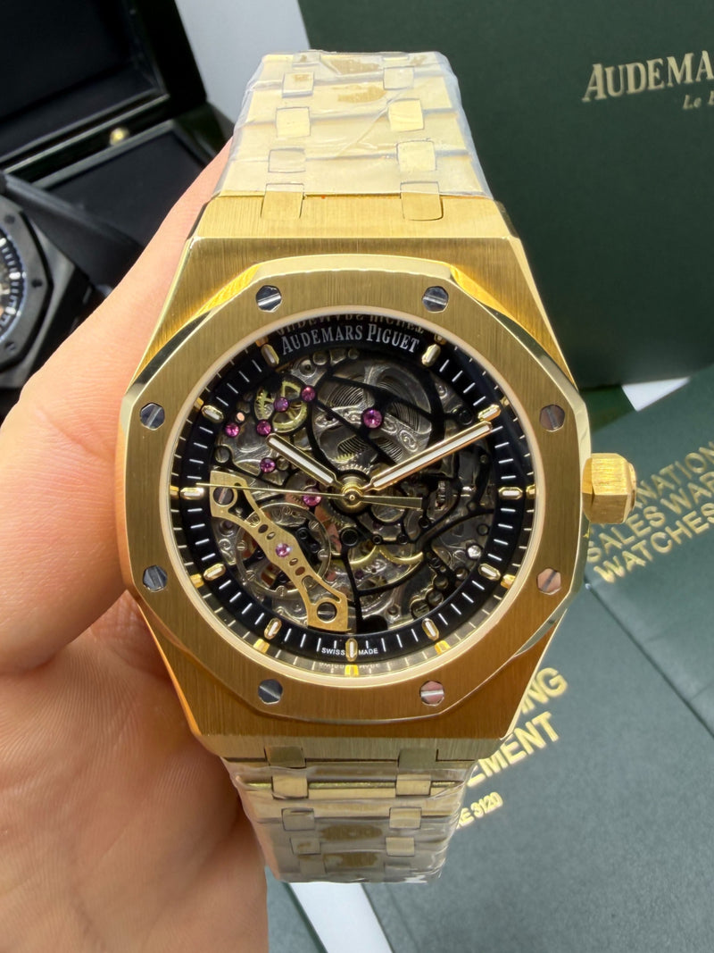 Audemars Piguet Royal Oak 41mm Esqueleto Aço/Dourado