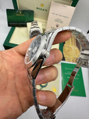 Rolex DateJust 41/36mm Aço, Mostrador Preto, Pulseira Oyster