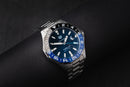Tag Heuer Aquarecer Cal. 7 GMT 43mm Aço Mostrador Azul Luneta Preto/Azul