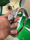Rolex Datejust 31mm/36mm Aço, Mostrador Rosa, Luneta Canelada