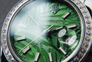 Rolex Datejust 36mm Aço Mostrador Verde-Folhas Luneta Cravejada