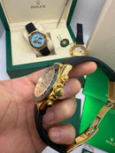 Rolex Daytona 40mm Dourado Mostrador Dourado Luneta Preta