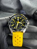 Tag Heuer F1 Cronometro 42mm Aço Mostrador Amarelo, Pulseira Borracha