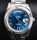 Rolex Day-Date 40mm Mostrador Azul Luneta Canelada