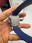 Cartier Santos 40mm - Aço Mostrador Branco - Pulseira Borracha