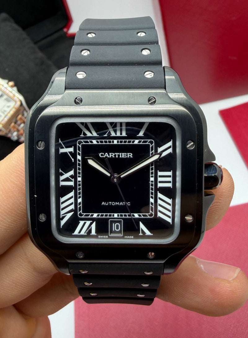 Cartier Santos Aço 40mm - Pulseira Borracha - CLONE