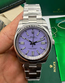 Rolex Oyster Perpetual 36mm/41mm Aço Mostrador Roxo Luneta Baulada
