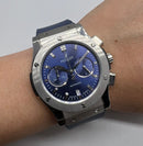 Hublot Classic Chrono 45mm Aço Mostrador Azul Bisel Aço - Puls. Borracha