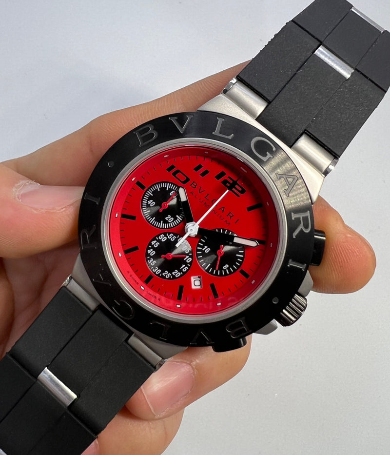 Bvlgari Aluminium Titanium DUCATI 41mm - Aço - Mostrador Vermelho
