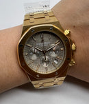 Audemars Piguet RoyalOak 41mm Dourado Mostrador Cinza Bezel Aço