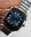 Cartier Santos 40mm - Aço Mostrador Azul - Pulseira Aço