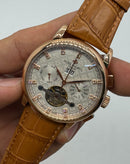 Patek Phillippe Turbilhão 42mm Aço/Rose, Pulseira Couro - Diamond