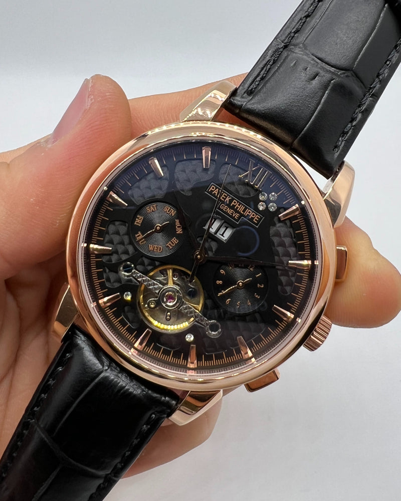 Patek Phillippe Turbilhão 42mm Aço, Pulseira Couro