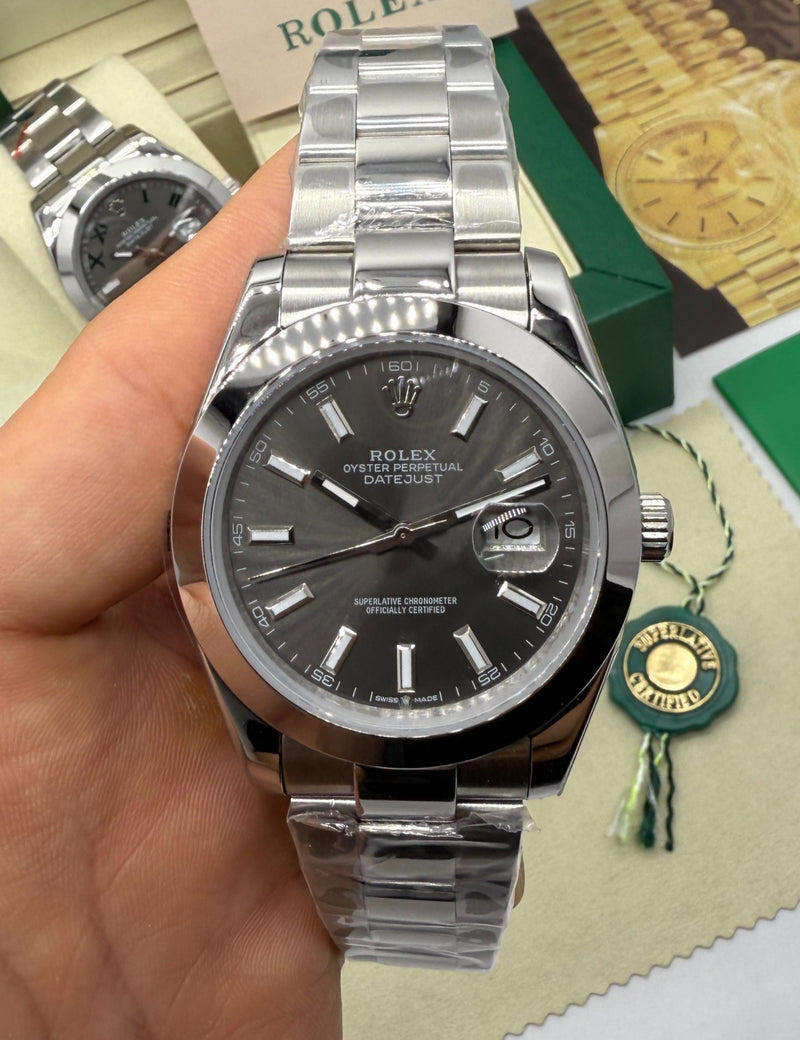 Rolex DateJust 41/36mm Aço, Mostrador Cinza, Pulseira Oyster