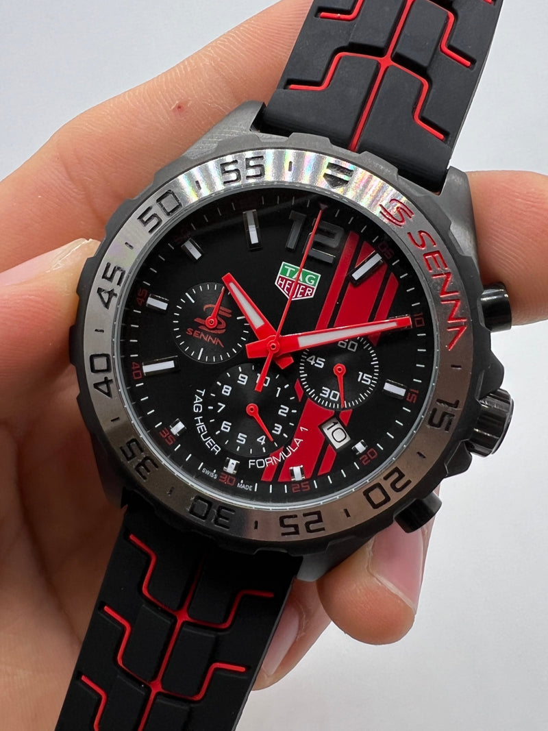 TAG Heuer F1 SENNA Calibre 16, 43mm Aço, Mostrador Preto