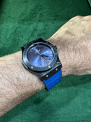 Hublot Classic Fusion 45mm Aço OxBlack Mostrador Azul Pulseira Couro com Borrach