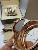 Bvlgari Serpenti Tubogas 02 Voltas 35mm Aço/Rose Mostrador Prata