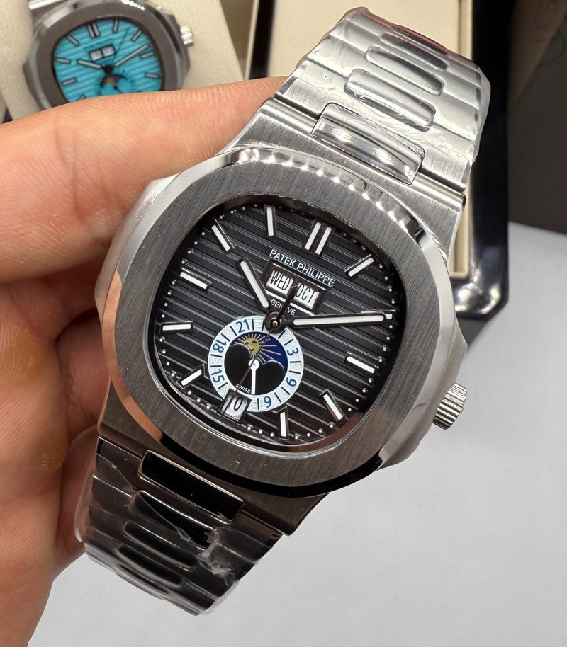 Patek Philippe Nautilus 39mm, Mostrador Chumbo, Pulseira Aço