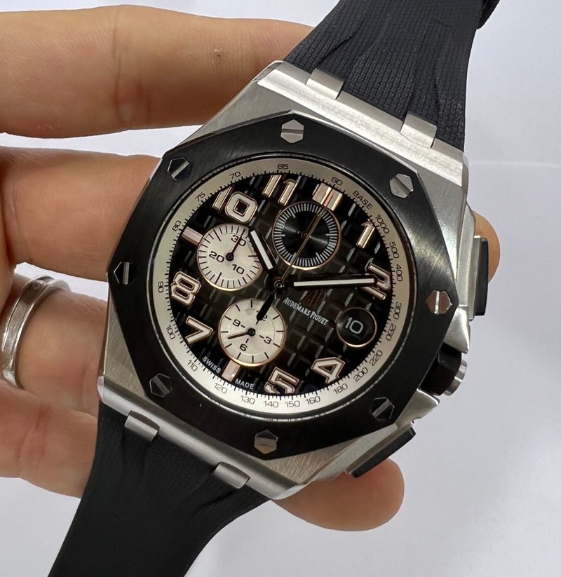Audemars Piguet Royal Oak Offshore 44mm Mostrador Preto Bezel Aço