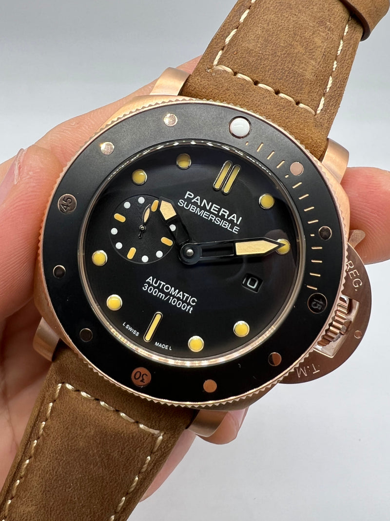 Panerai Submersible 47mm Aço Mostrador Preto Luneta Preta
