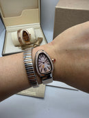 Bvlgari Serpenti Tubogas 01 Volta 35mm Aço/Dourado Mostrador Rose - Cravejado