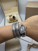Bvlgari Serpenti Tubogas 02 Volta 35mm Aço Mostrador Prata - Cravejado