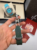 Patek Philippe Nautilus 39mm, Mostrador Verde, Pulseira Borracha