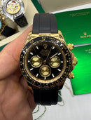 Rolex Daytona 40mm Dourado Mostrador Dourado Luneta Preta