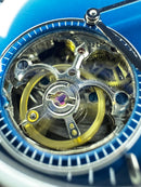 Patek Phillippe Turbilhão 42mm Aço Mostrador Azul, Pulseira Couro