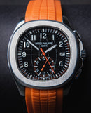 Patek Philippe Aquanaut 42mm Aço Mostrador Preto Pulseira Borracha