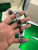 Rolex Date-Just 31mm/36mm Aço, Mostrador Preto, Luneta Canelada