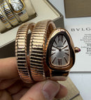 Bvlgari Serpenti Tubogas 02 Voltas 35mm Aço/Rose Mostrador Prata