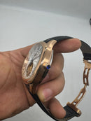 Cartier Drive 41mm Turbilhão Aço/Rose - Mostrador Branco - Pulseira Couro
