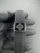 Patek Philippe Aquanaut 42mm Aço Mostrador Preto Pulseira Borracha