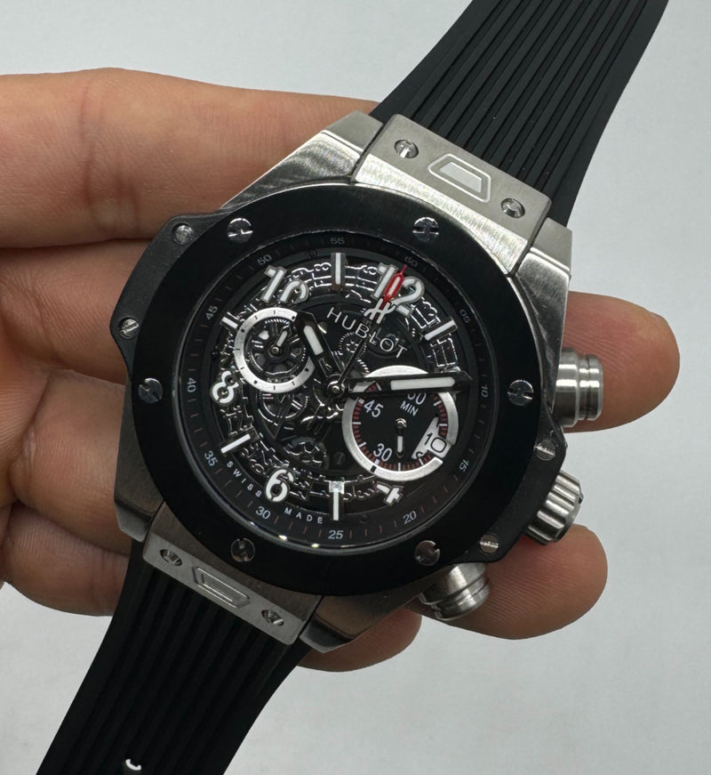 Hublot Big Bang 44mm Aço Mostrador Preto Esqueleto