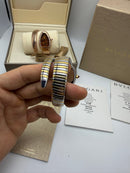 Bvlgari Serpenti Tubogas 01 Volta 35mm Aço/Dourado Mostrador Preto - Cravejado