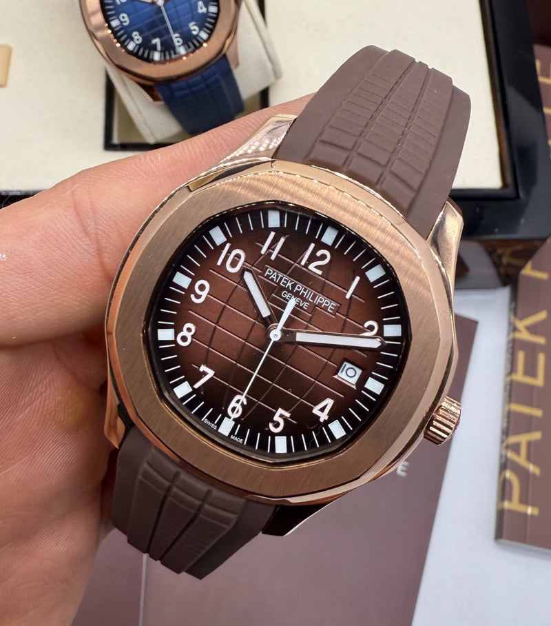 Patek Philippe Aquanaut 41mm Aço/Rose Mostrador Marrom