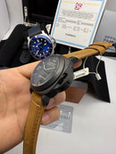 Panerai Luminor Marina 44 mm Aço/OxBlack Mostrador Branco - Pulseira Couro