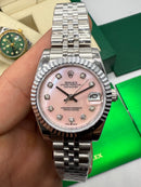 Rolex Datejust 31mm/36mm Aço, Mostrador Rosa Madre Perola, Luneta Canelada
