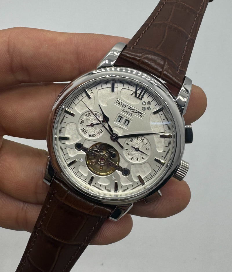 Patek Phillippe Turbilhão 42mm Aço, Pulseira Couro